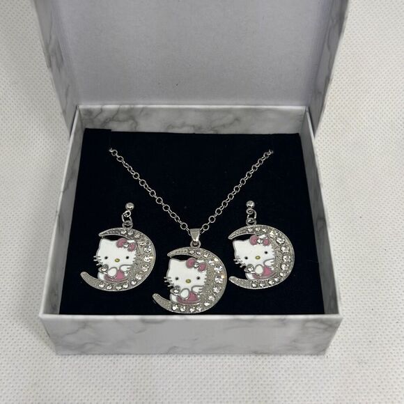 Hello Kitty Adjustable Necklace And Earrings - Picture 1 of 3